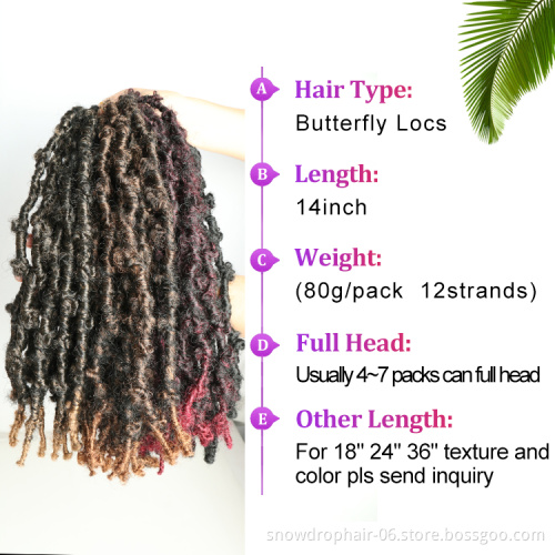 Julianna Synthetic Premade Soft 14inch Extensions 36 Handmade Colorful 12 Inch Faux 24In Distressed Crochet Hair Butterfly Locks